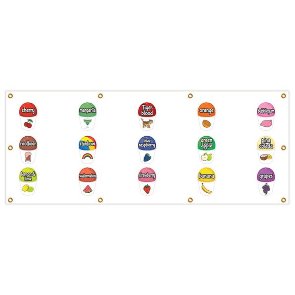 Signmission 15 Flavors Snow Cone Banner Heavy Duty 13 Oz Vinyl with Grommets B-96 15 Flavors Snow Cone - main